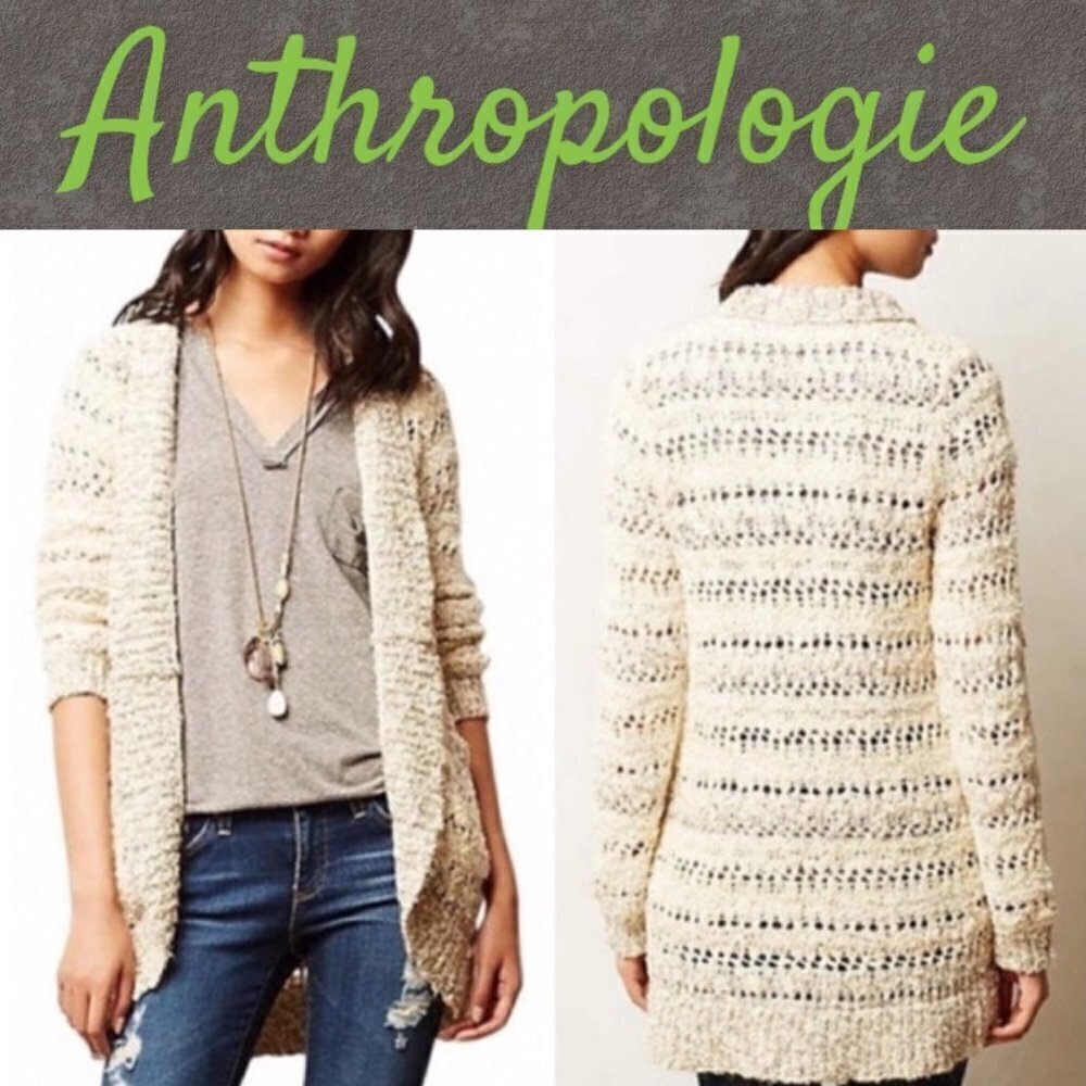 ANTHROPOLOGIE Knitted & Knotted Soubrette Open Knit Sequin Cardigan, Size‎ XS